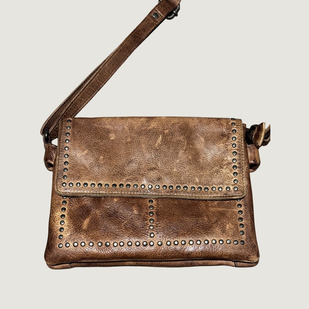 Latico Cleo Crossbody Cognac Leather Bag Studded Flap Details - Picture 4 of 8